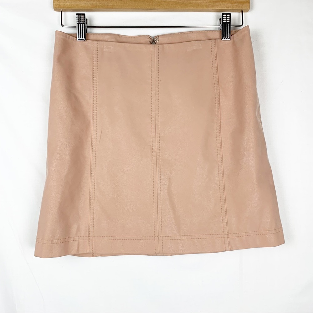 Free People Modern Femme Vegan Leather Blush Pink Mini  Skirt size 6